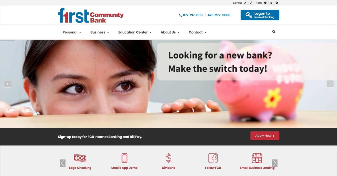 First Community Bank homepage