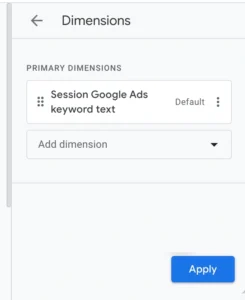 Ad keywords dimension