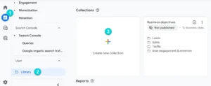 create new reports collection in Google Analytics