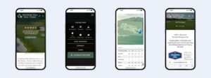 Screenshots of various mobile screen views of Graysburg Hills Golf Course website