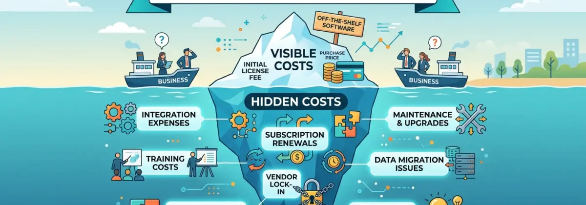 illustration showing hidden costs of off-the-shelf software