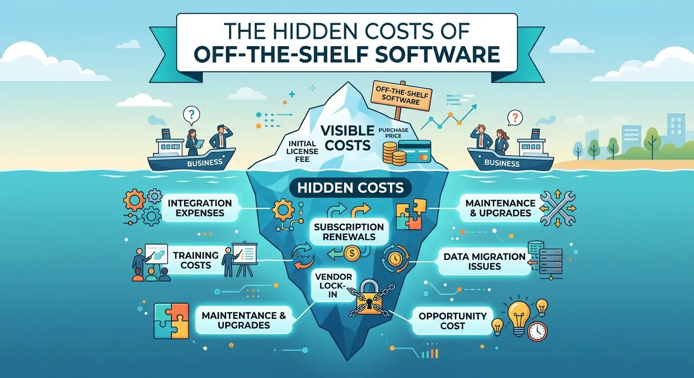 illustration showing hidden costs of off-the-shelf software